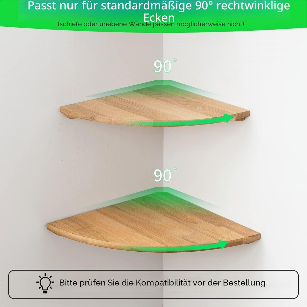 Eckregal Hängeregal, Eiche Massivholz Eckregal runde Enden Wandregal Holz Vintage Landhausstil Regal