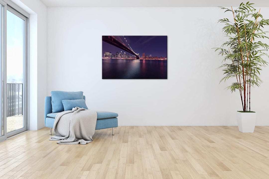 deyoli Brooklyn Brücke mit atemberaubenden Blick auf New York im Format: 80x60 als Leinwandbild, Mot