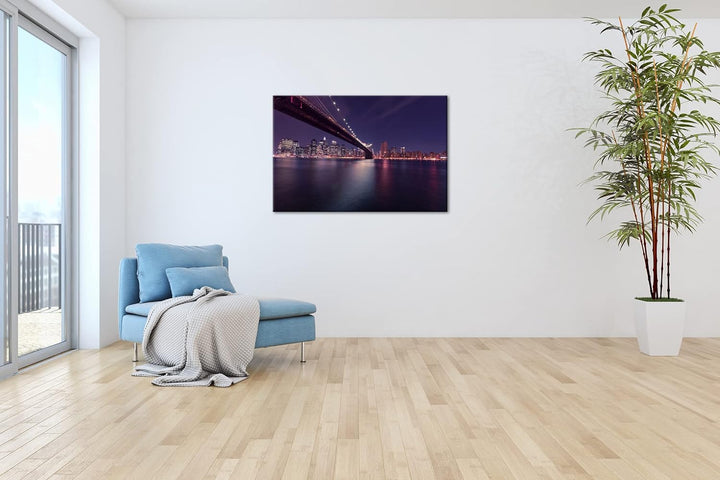 deyoli Brooklyn Brücke mit atemberaubenden Blick auf New York im Format: 80x60 als Leinwandbild, Mot