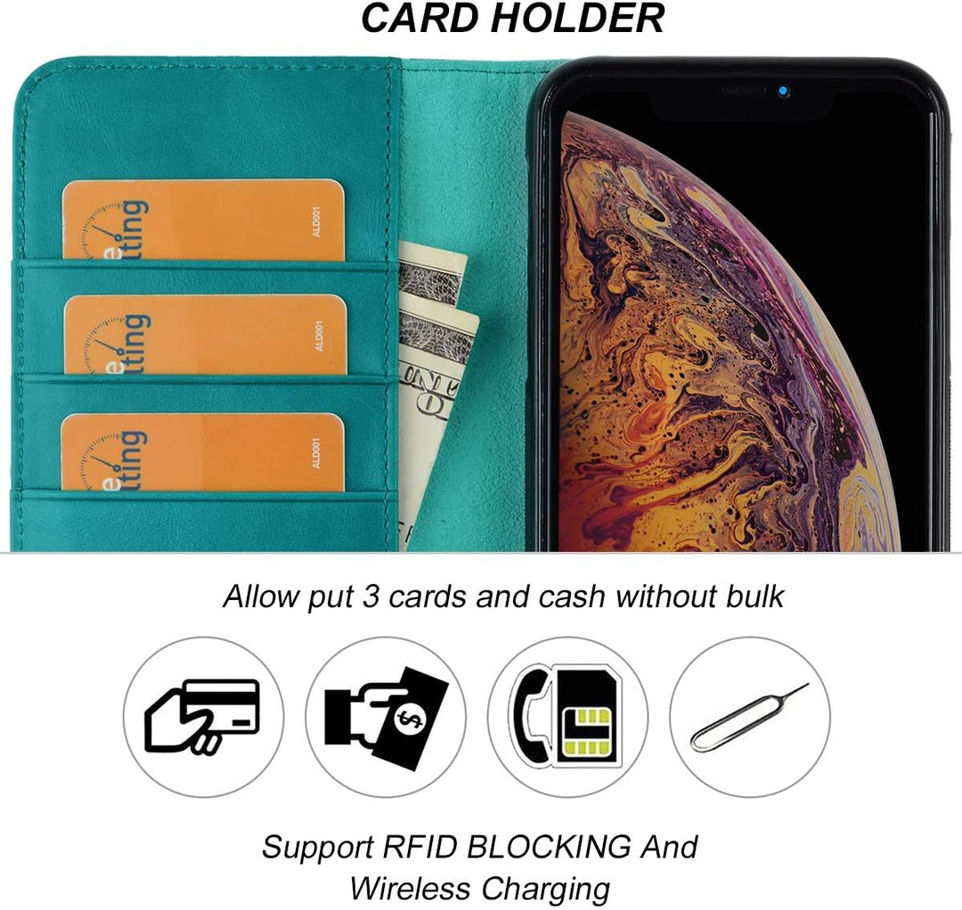 VISOUL iPhone 11 Pro Max Hülle,Stossfeste Handyhülle [Auto Sleep/Wake][100% Leder] TPU Schutzhülle K