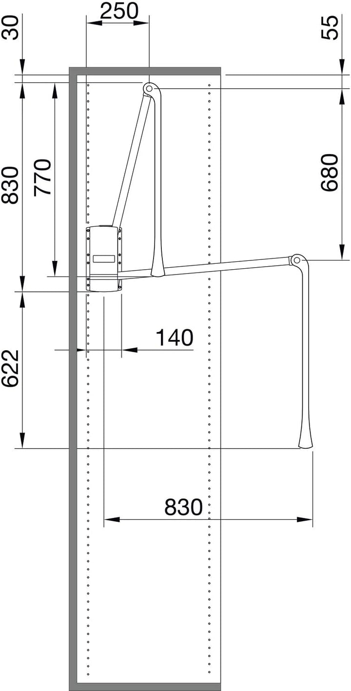 Servetto SE08LA GA0 Kleiderlift Junior, H 850,KB 770-1200mm, Tragkr.10KG, KS FE SIL.grau, grau/silbe