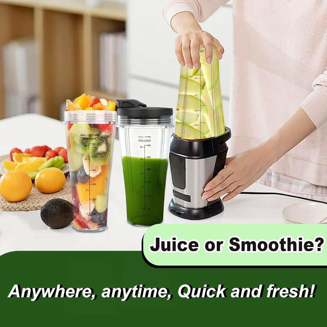 2er Pack 24oz Ersatzbecher kompatibel mit Ninja Blender – Smoothie Becher mit Deckel & Reinigungsbür
