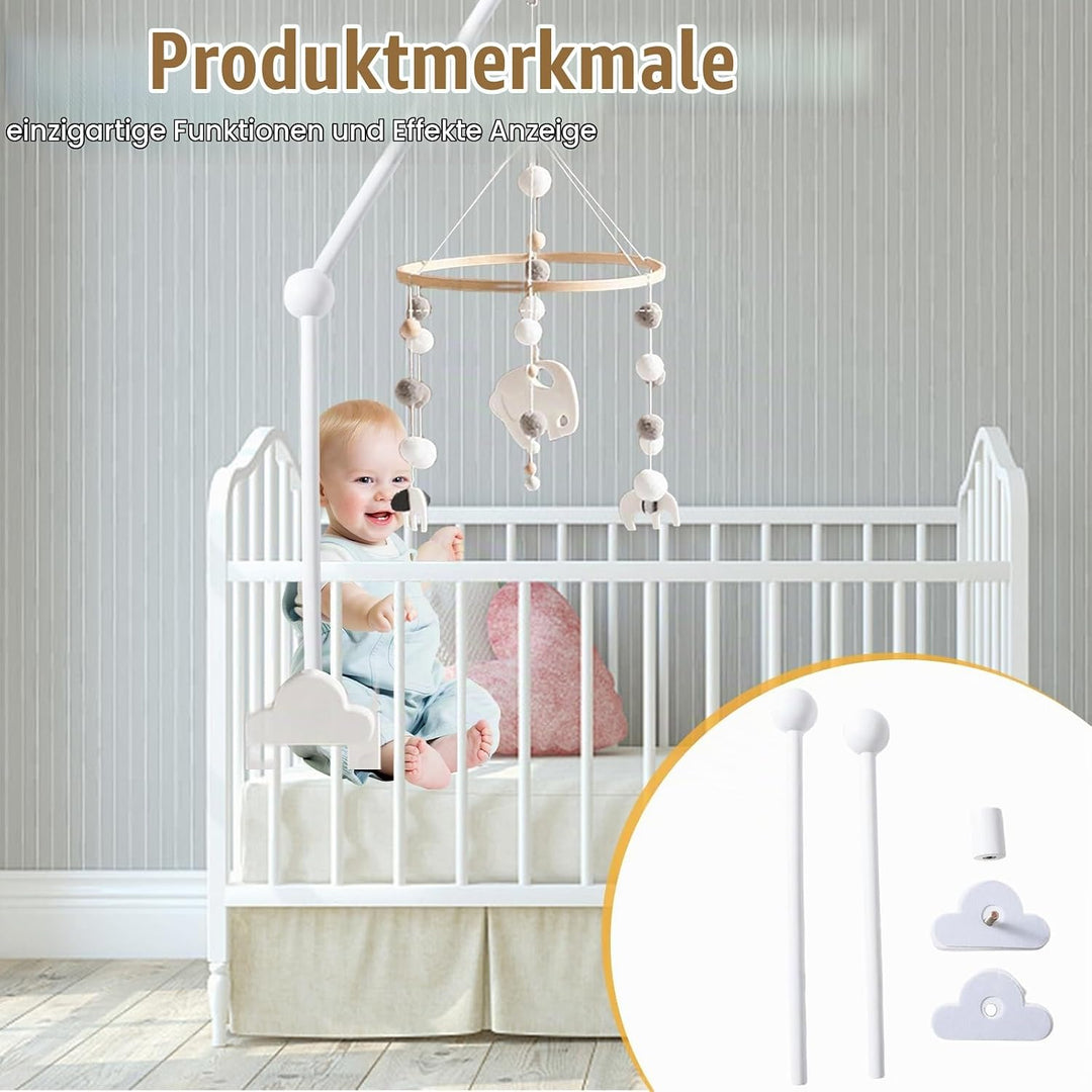 Baby Mobile Halterung Holz Weiss Wolken: Nizirioo Mobile Halterung Babybett Klingelhalterung mobile
