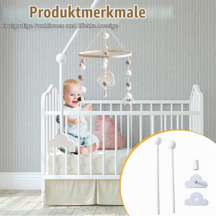 Baby Mobile Halterung Holz Weiss Wolken: Nizirioo Mobile Halterung Babybett Klingelhalterung mobile