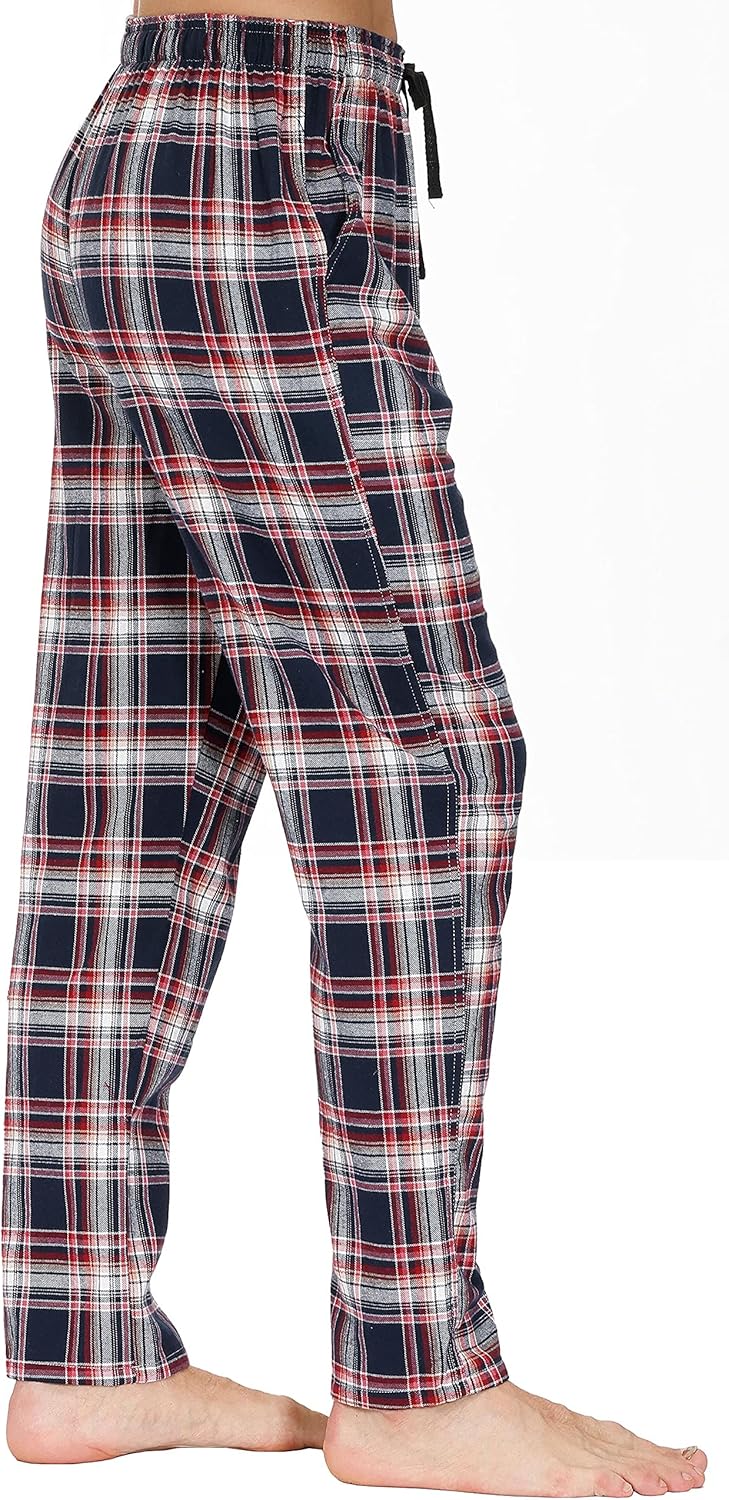 MoFiz Herren Pyjamahose Warm Lang Baumwolle Weich Schlafanzughose Kariert Winter Nachtwäsche Freizei