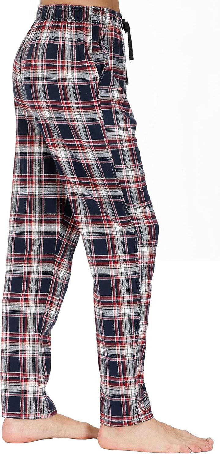 MoFiz Herren Pyjamahose Warm Lang Baumwolle Weich Schlafanzughose Kariert Winter Nachtwäsche Freizei