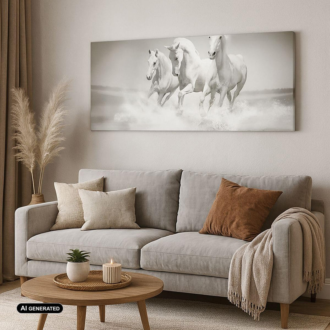 Wandbilder Dekoration Wohnzimmer Bauernhof pferde galopp freiheit Panorama Bilder auf Leinwand 120x5