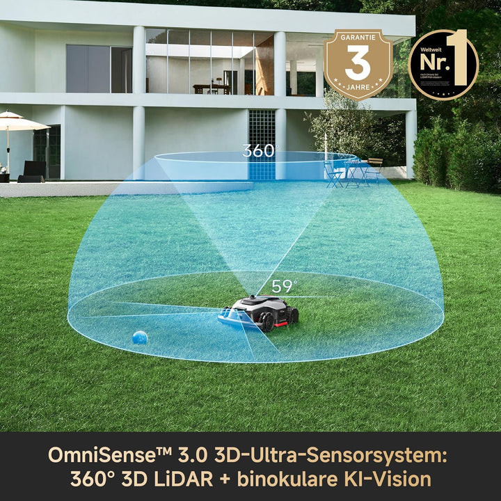 DREAME A3 AWD Pro 3500 Robot-Rasenmäher, für 3500 m², 4WD-Nabenmotoren, ohne RTK, 360° 3D-LiDAR &amp; KI