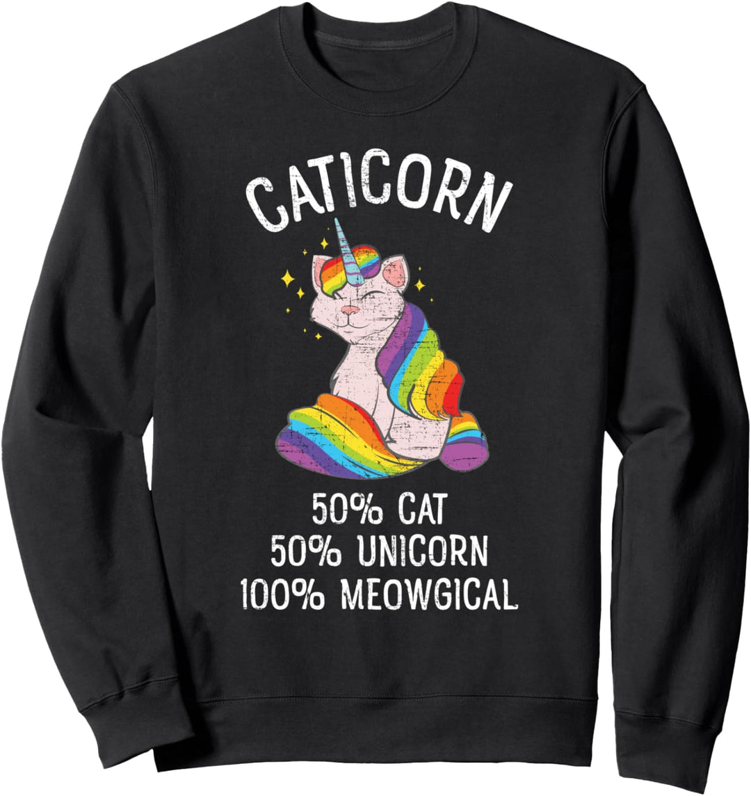 Cat + Unicorn Meowgical Caticorn Illustration Design Sweatshirt