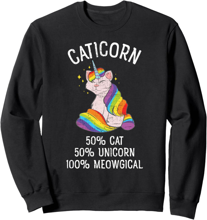 Cat + Unicorn Meowgical Caticorn Illustration Design Sweatshirt