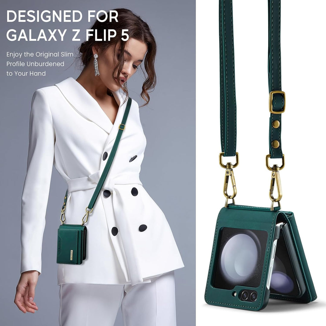 UDBKKDX Brieftasche Handyhülle für Samsung Galaxy Z Flip 4, hülle Mattes Leder mit Ständer Kameralin