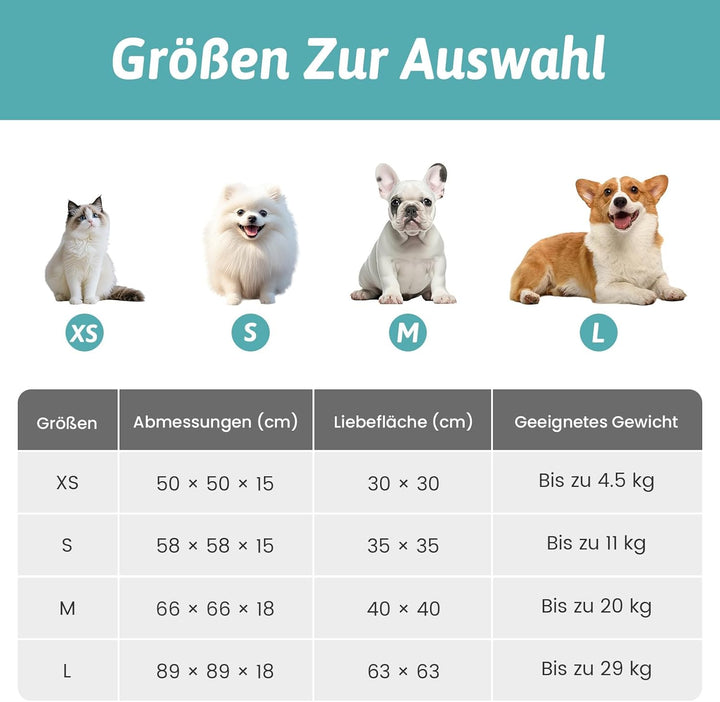 Katzenbett mit Deckel 50x50x15cm – Waschbar Katzenhöhle für Katzen und Kleine Hunde, Flauschiges Don