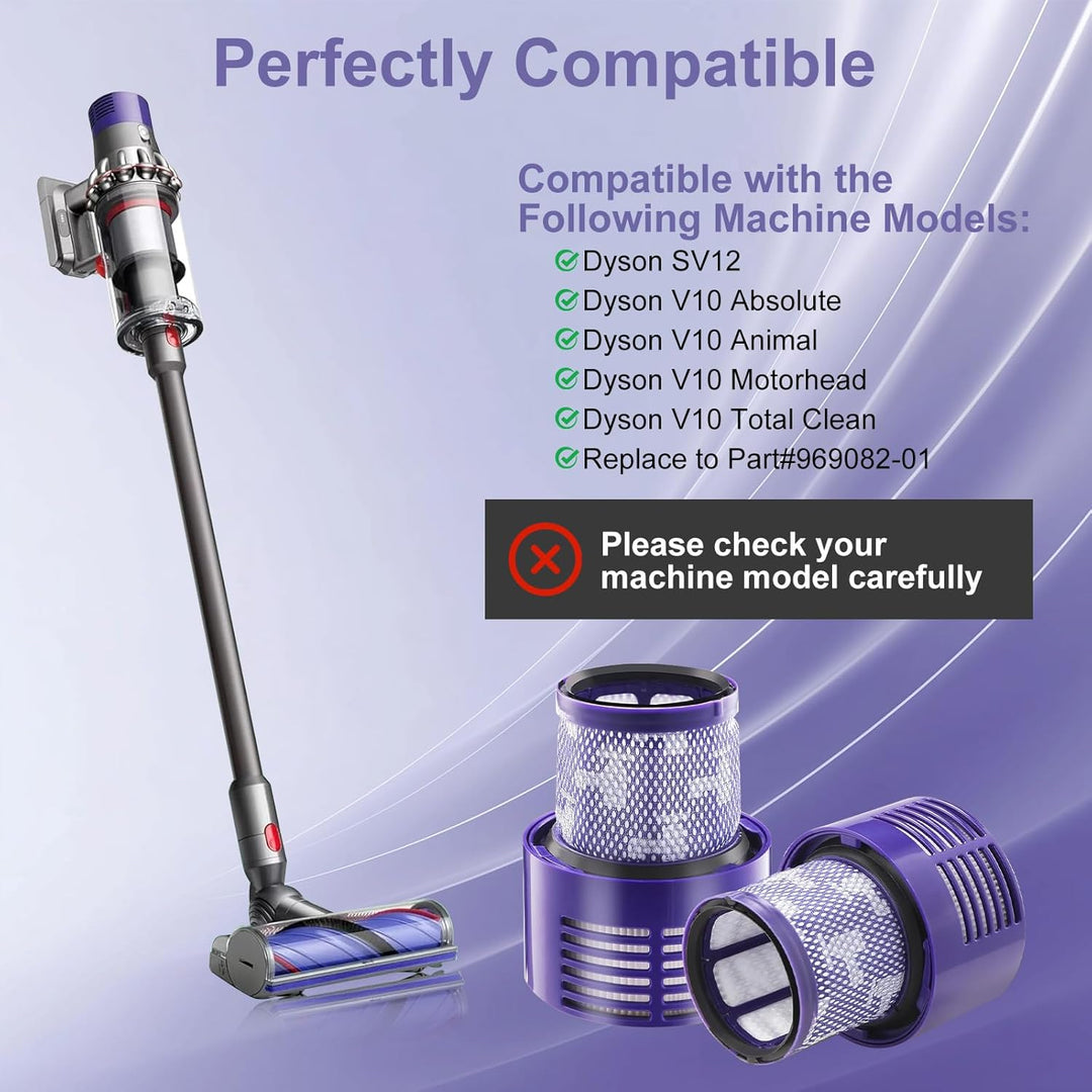 4 Stück Filter für Dyson V10 SV12,Laukowind Waschbar Ersatz Filter für Dyson V10 SV12 mit Reinigungs