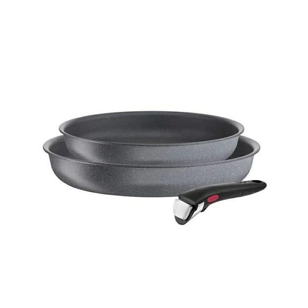 TEFAL L3969202 Ingenio Natural Force 2er-Set Bratpfannen 22/26 cm + Antihaft-Griff, alle Herdarten e