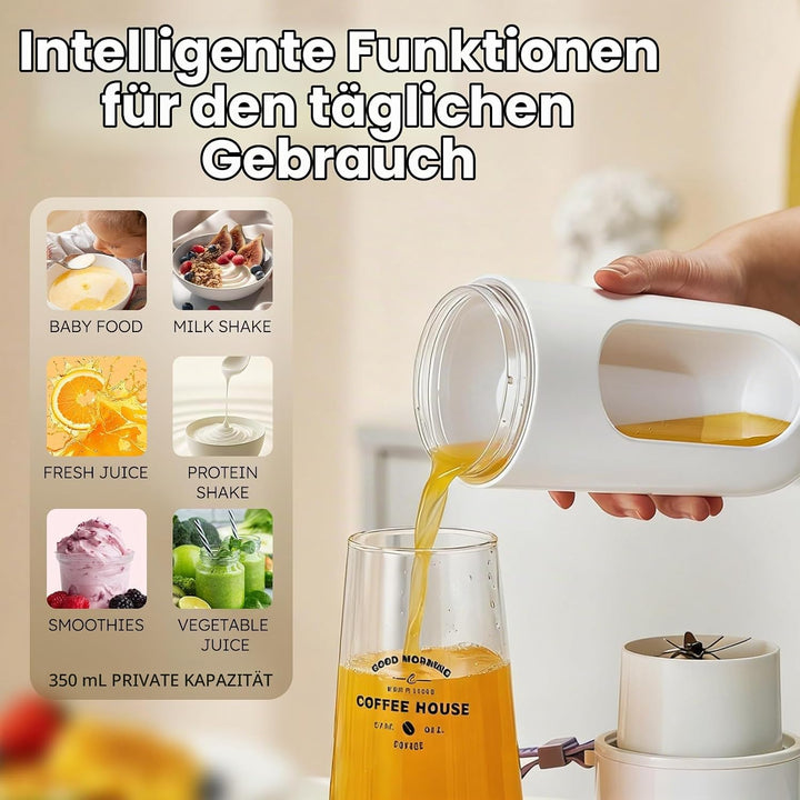 JTF Tragbarer Mixer mit 12 Edelstahl Klingen -340ml Mixer To Go,Kabellos &amp; Wiederaufladbar,Mini Mixe