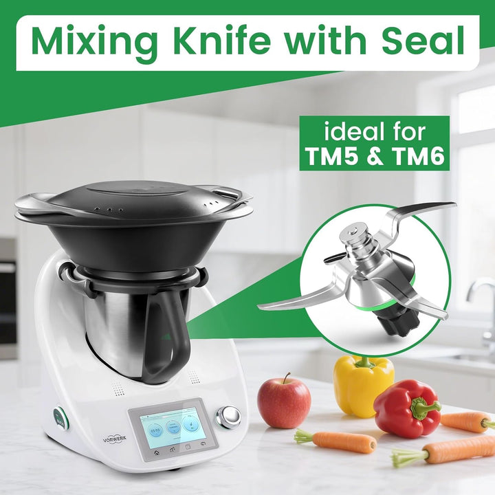 Mixmesser kompatibel mit Thermomix TM5 TM6 TM7, Ersatzmesser mit Dichtring für Vorwerk Küchenmaschin