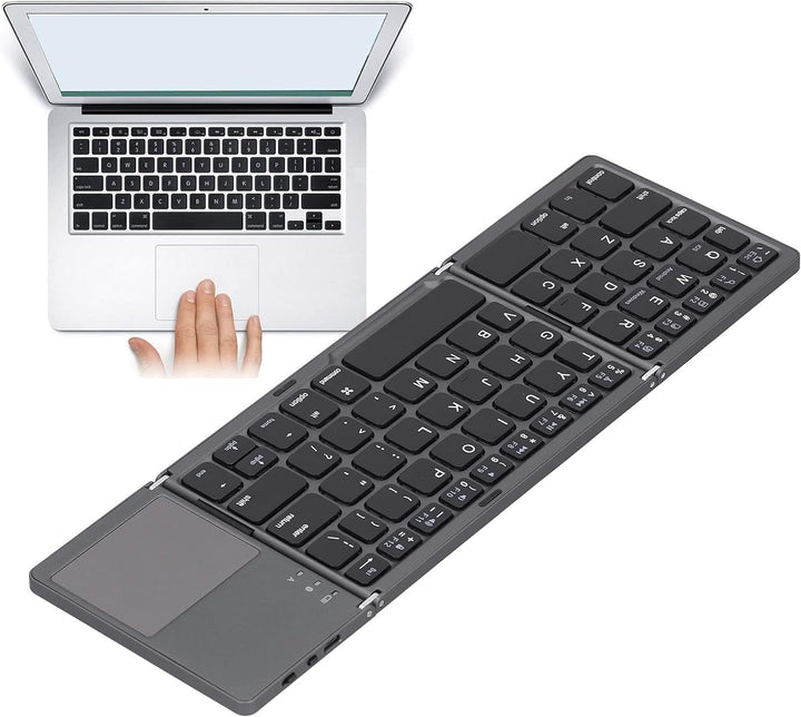 ASHATA Zusammenklappbare Bluetooth-Tastatur, Faltbare Wiederaufladbare Bluetooth-Tastatur mit TouchP