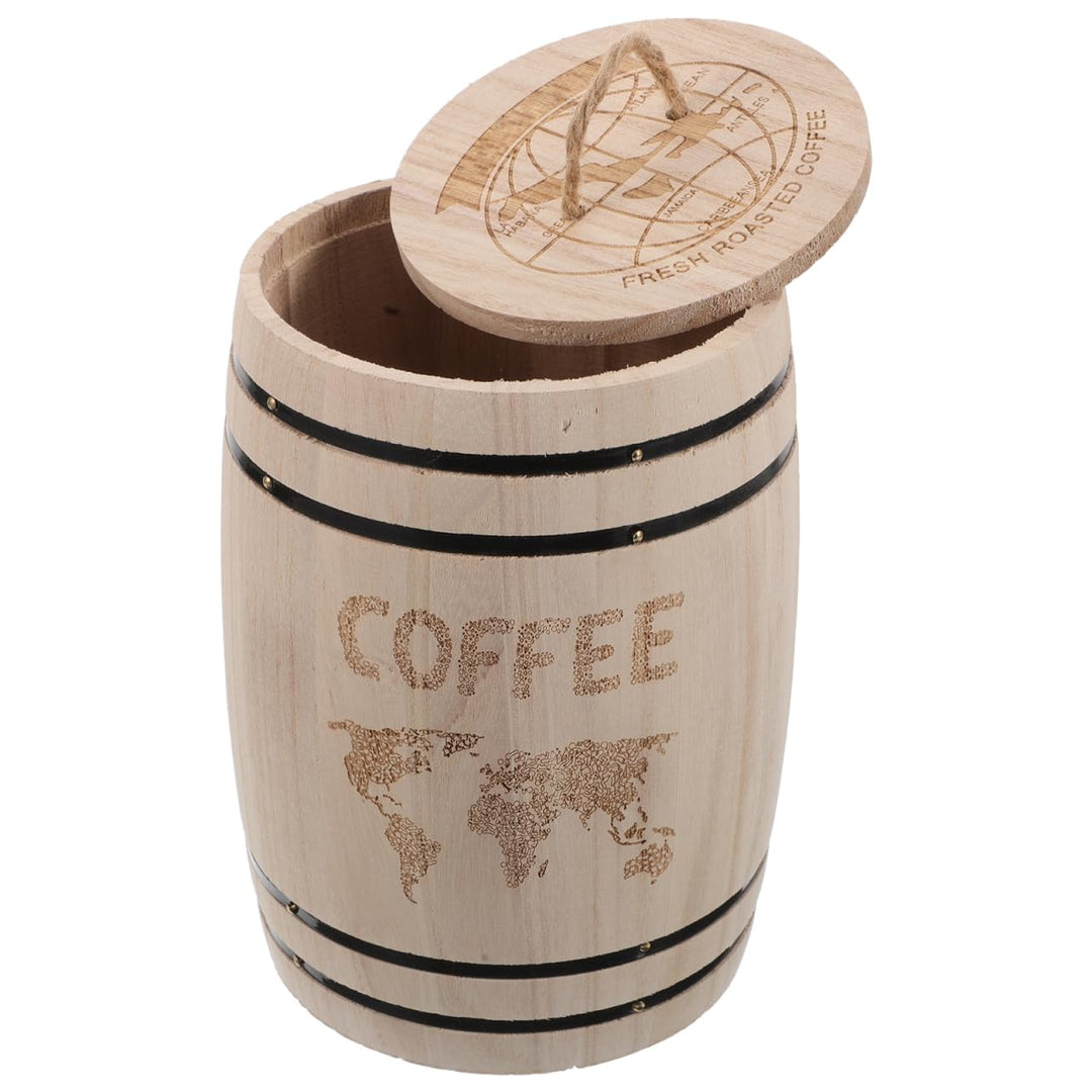 NUOBESTY Holzfass Mit Luftdichtem Deckel Für Kaffeebohnen Und Tee Aufbewahrung Rustikales Bauernhaus