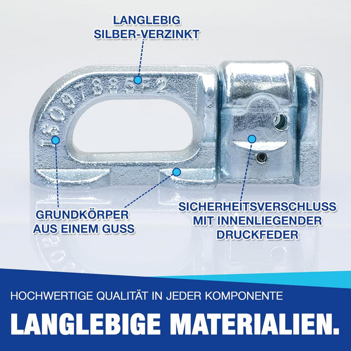 NTG 10 Stück | Doppel Fitting für Airlineschiene | verzinkt | Double Stud | ohne Ring| Zurrschiene |
