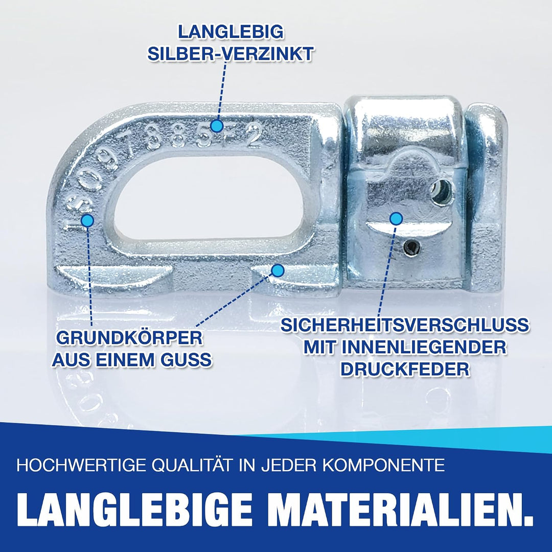 NTG 4 Stück | Doppel Fitting | Endbeschlag für Airlineschiene | Double Stud | ohne Ring| Zurrschiene