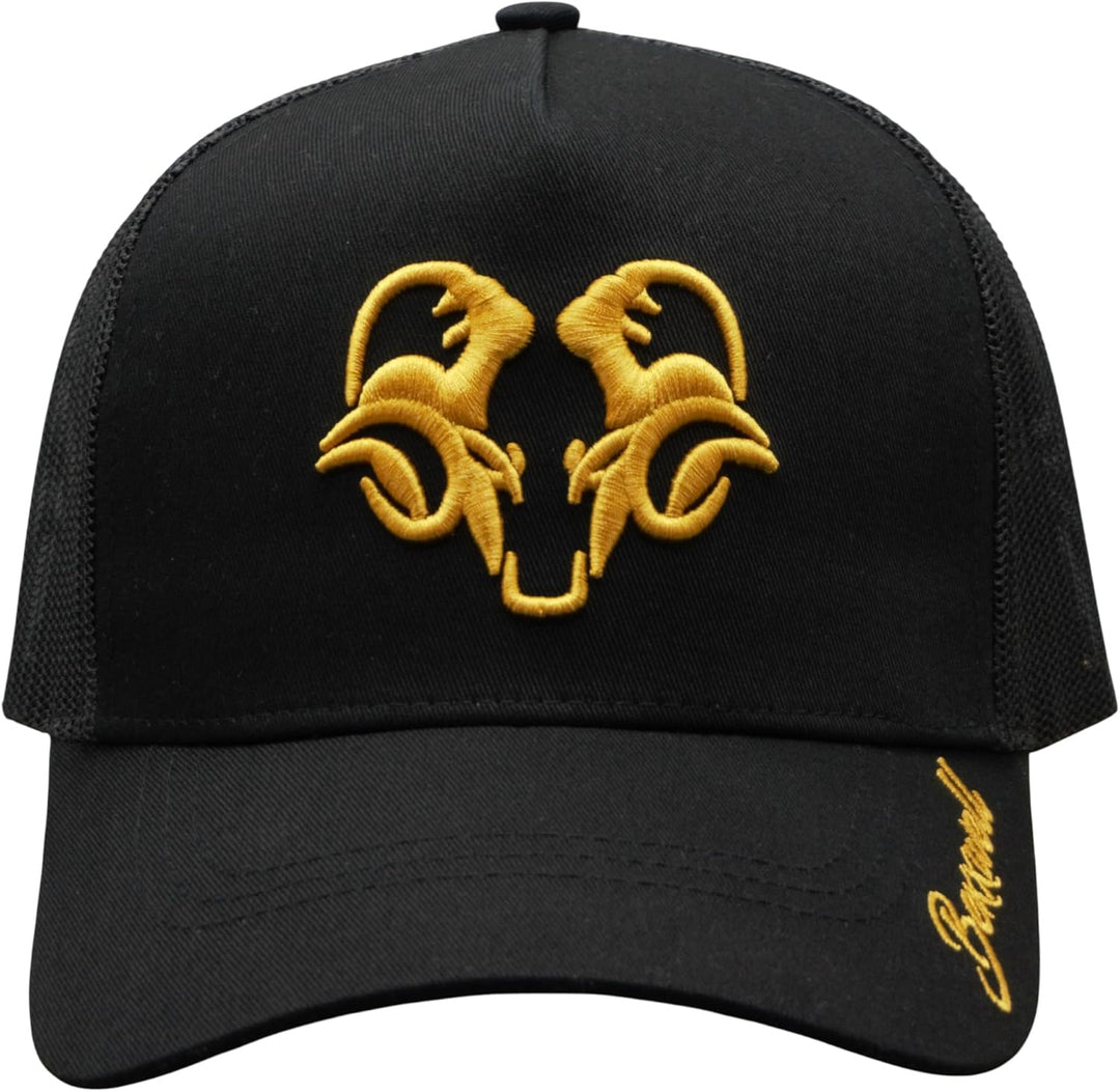 Bexxwell Trucker Cap schwarz/Gold mit 3D Logo-Stickerei (optimale Passform, Kappe, Black, Truckercap