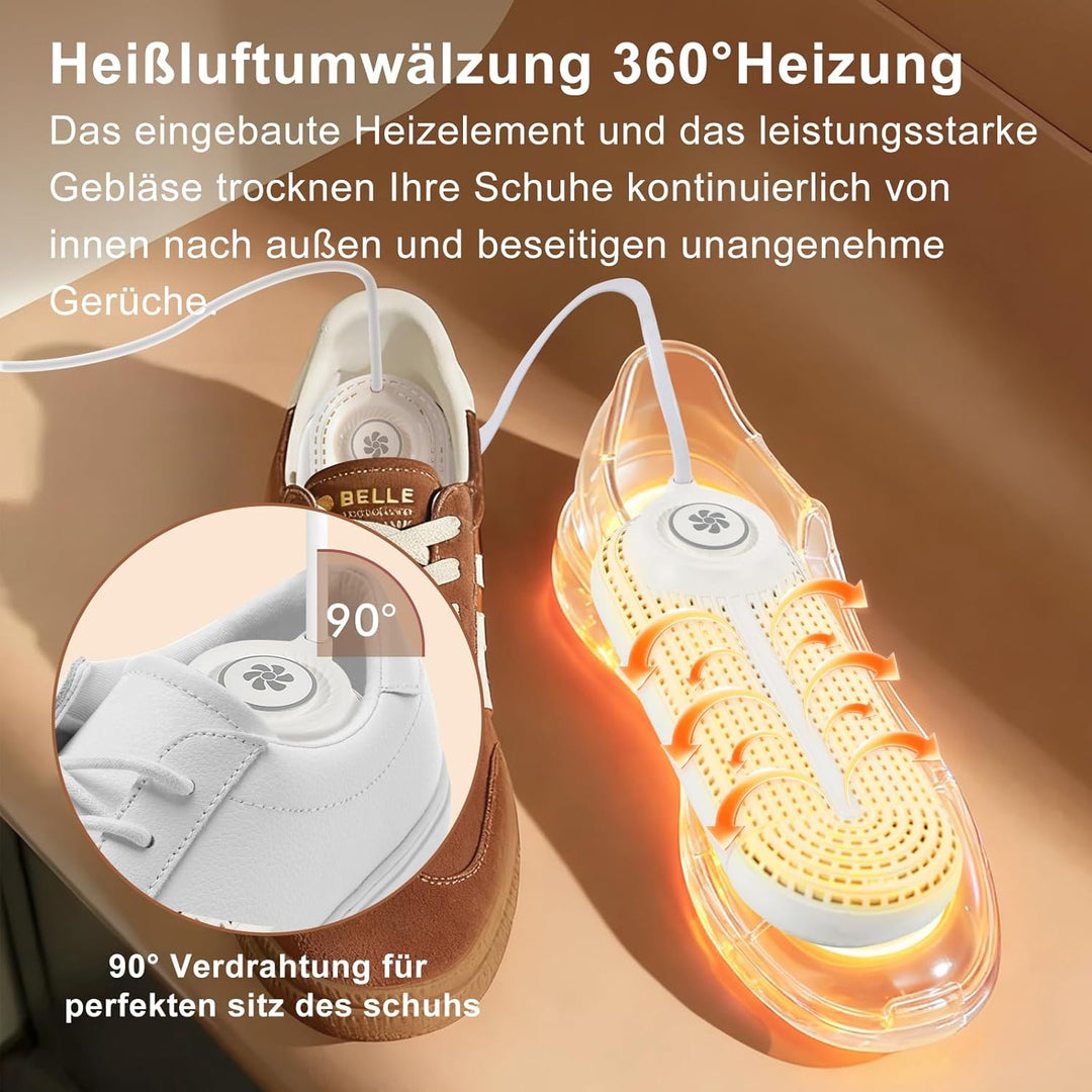 Schuhtrockner Elektrisch, Stiefeltrockner Schuh Stiefelwärmer mit Timer, Einziehbare Länge, Eingebau