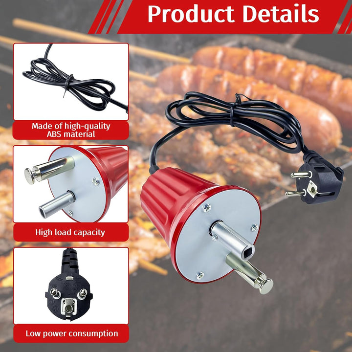 Grillmotor für Grillspiess, Elektromotor BBQ-Grillmotor 220V-240V Regelbar Outdoor Drehmotor für Rot
