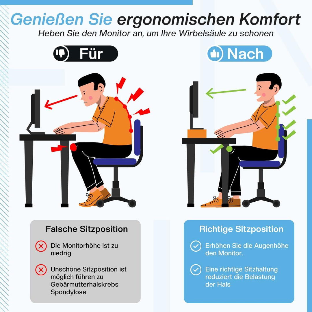 Fleau Home Monitorerhöhung – Laptopständer – Laptoperhöhung – Schreibtisch-Organizer – Bildschirmerh