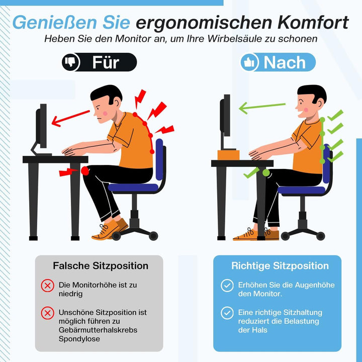 Fleau Home Monitorerhöhung – Laptopständer – Laptoperhöhung – Schreibtisch-Organizer – Bildschirmerh