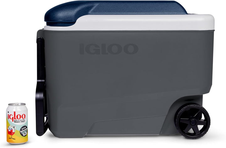 Igloo Maxcold 40 Roller Passiv-Kühlbox mit Rollen, 38 Liter, Blau, für Camping, Arbeit, Freizeit und
