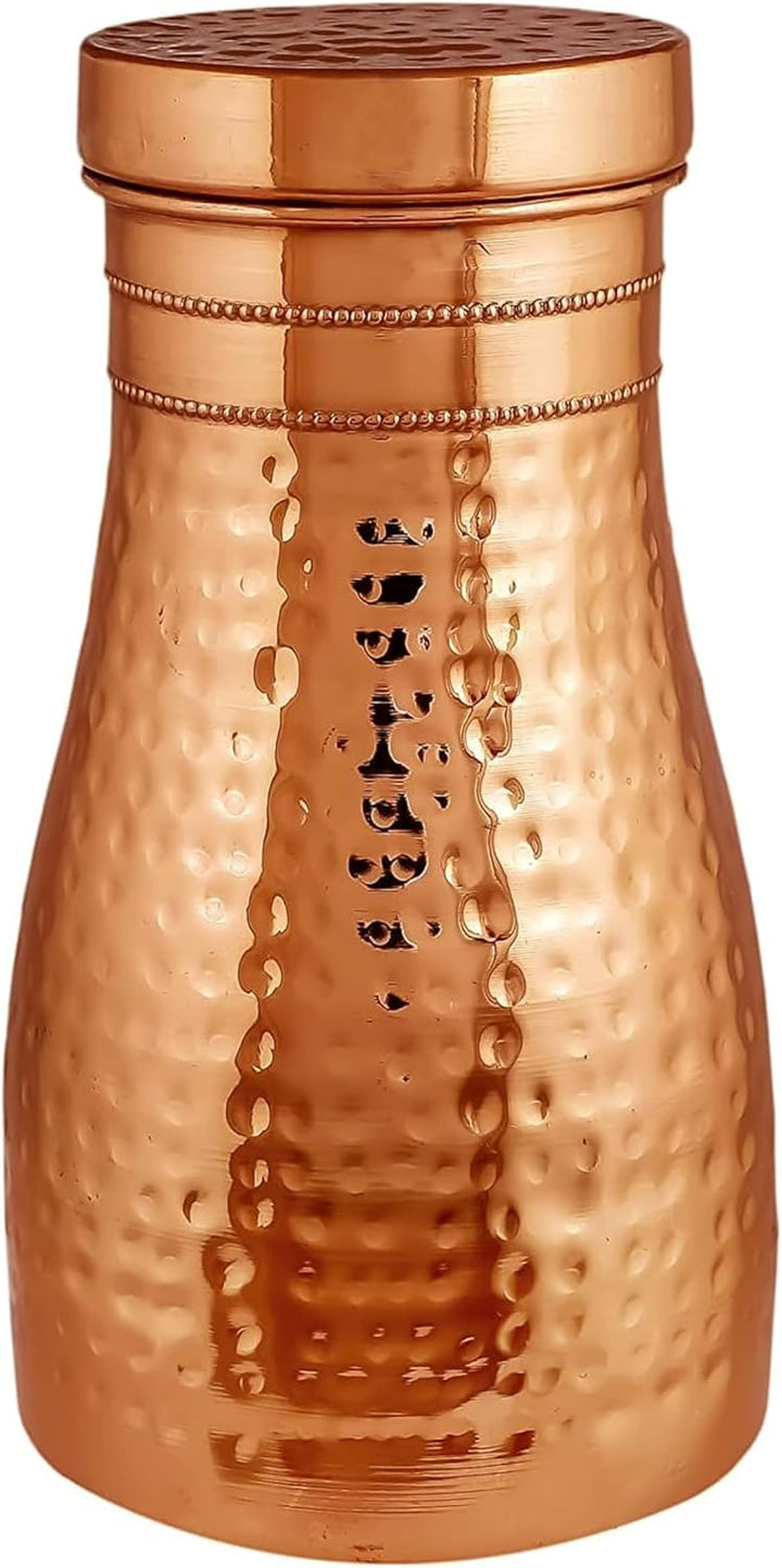 Kupferkrug Nachttisch-Karaffe 1.2 Litre/40 Oz Schlafzimmer-Wasserflasche Ayurveda Gesundheitliche Vo