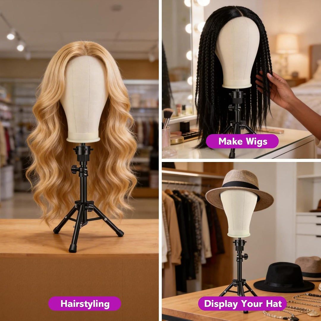 Perückenkopf 23"(58cm),Neverland Beauty Perücke kopf mit Perückenständer,Perücke machen Mannequin Ko