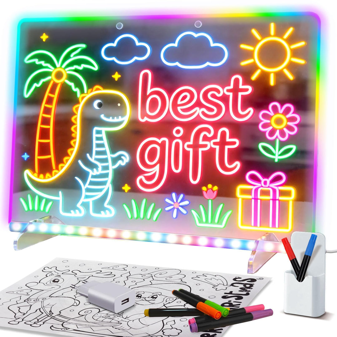 Led Zeichenbrett, Leuchtendes Led Zeichenbrett für Kinder mit 8 Farben & 6 Modi, 35x25cm Acryl Schre