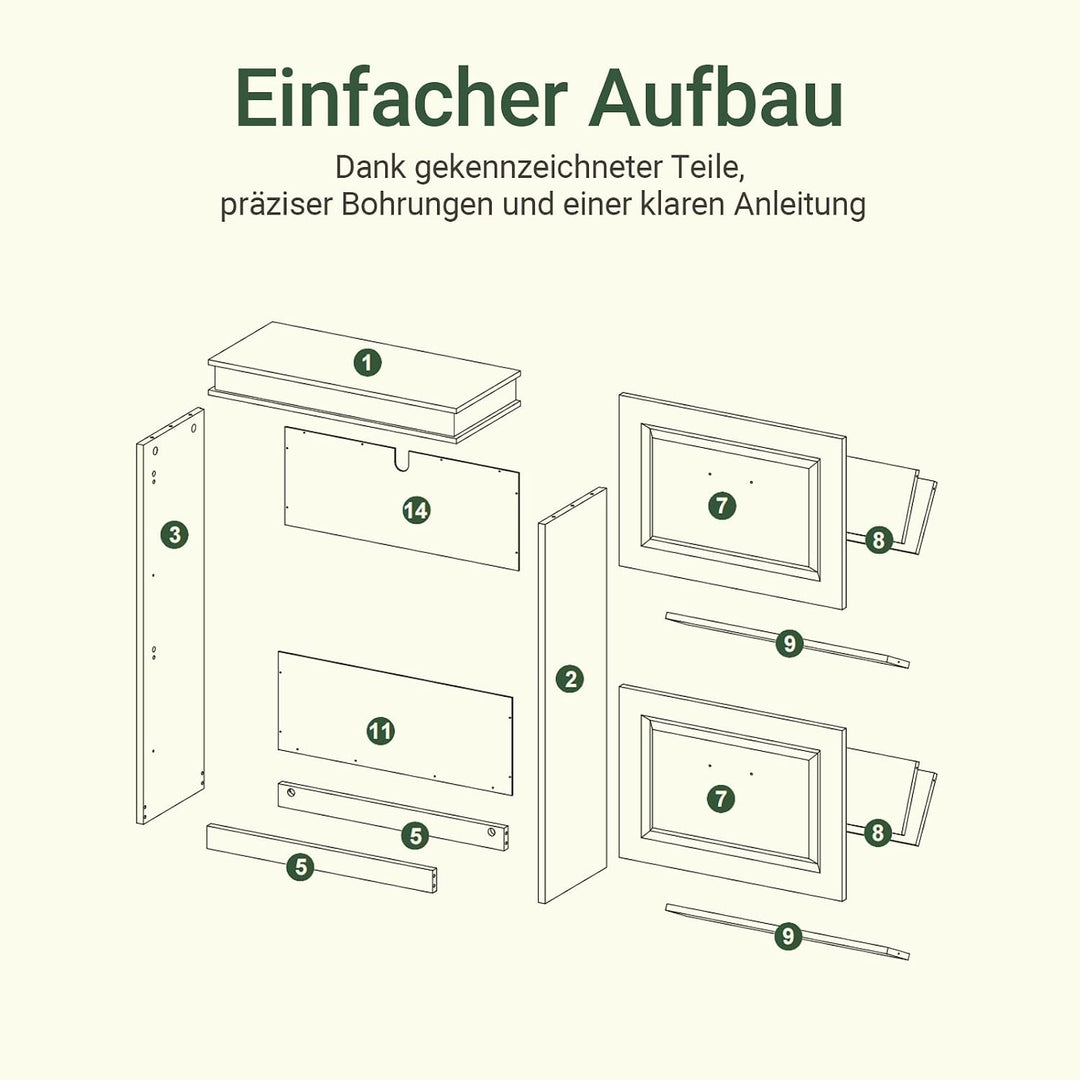 SoBuy Schuhschrank mit 2 Klappen - Schmaler Schuhkipper mit 4 Ablagen, Verstellbares Schuhregal für