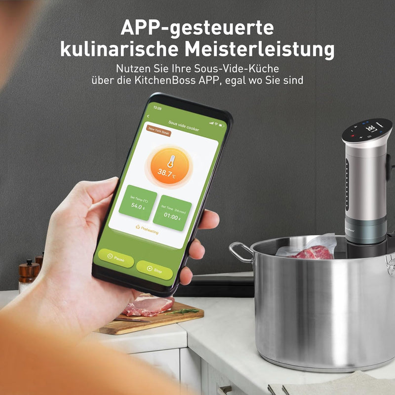 KitchenBoss Sous Vide Stick Garer： 1100W Präzisionskocher Wi-Fi Sous Vide Stick App-Steuerung Sous V