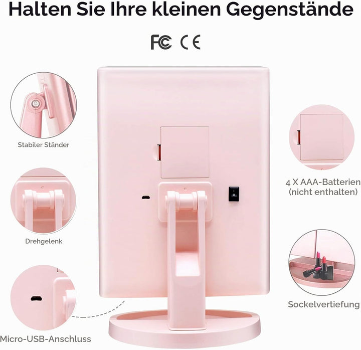 WEILY beleuchteter Kosmetikspiegel 1x / 2X / 3X Vergrösserungs-Trifold mit 36 LED-Lichtern, Touchscr