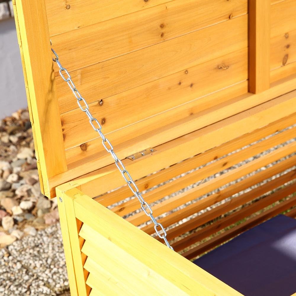 Melko Auflagenbox Kissenbox Gartenbox mit klappbarem Deckel, regenfest, aus Holz, 46 x 140 x 52 cm,