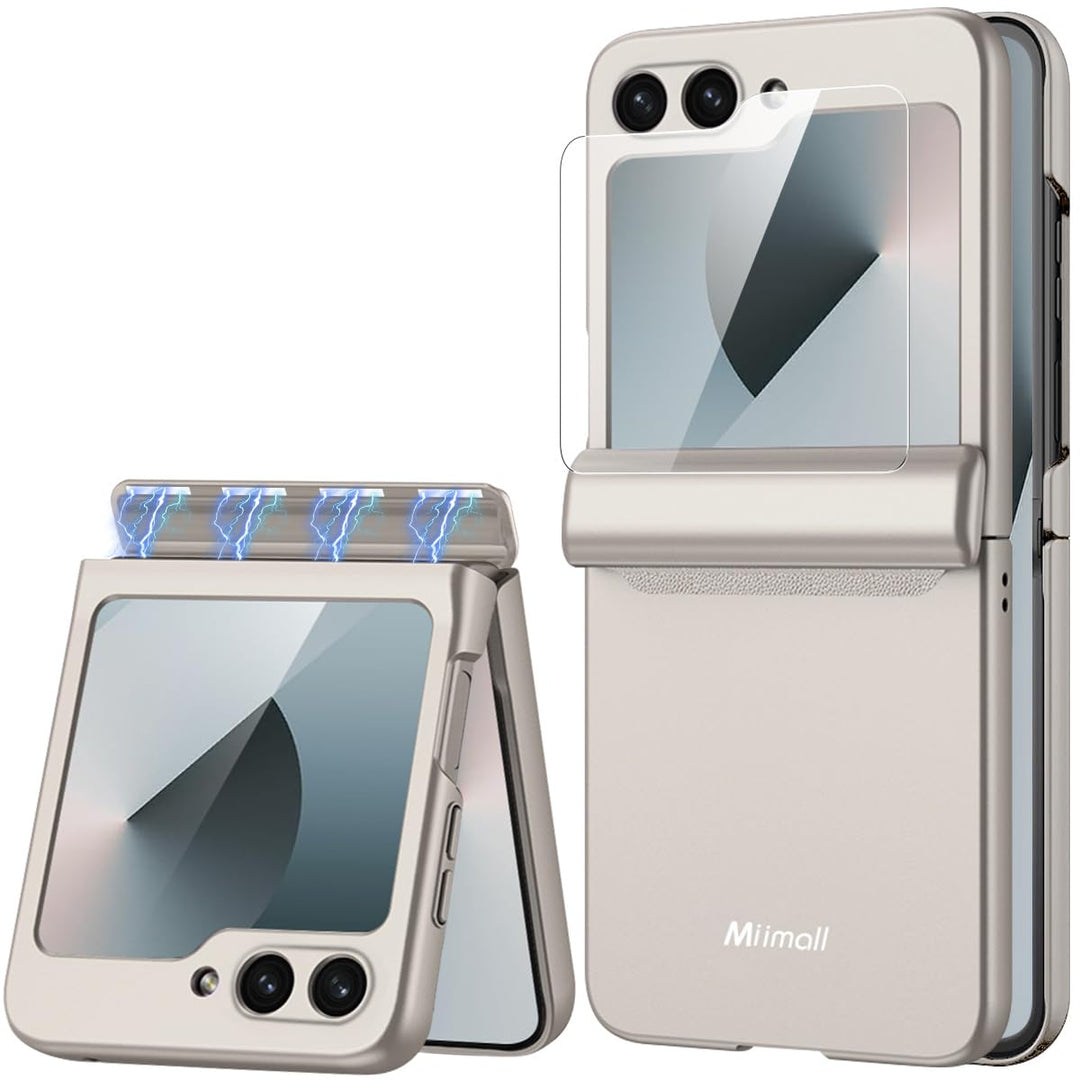 Miimall Kompatibel mit Samsung Galaxy Z Flip 6/Flip7 FE Hülle mit Scharnierschutz Magnetischer [Exte