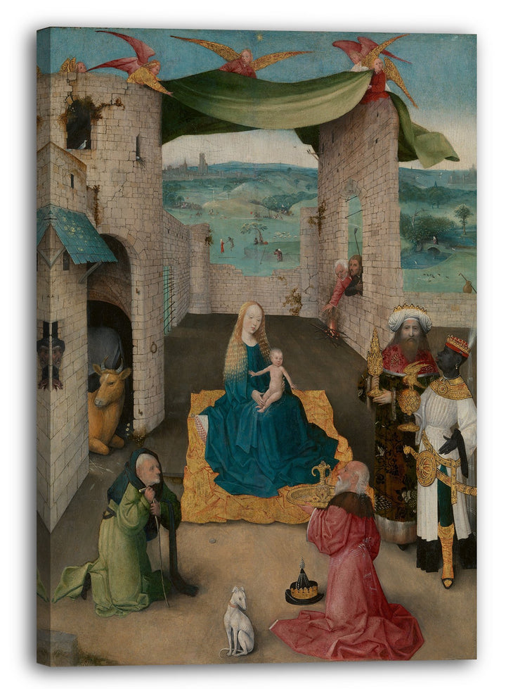 Printed Paintings Leinwand (60x80cm): Hieronymus Bosch - Die Anbetung der Könige 60x80 cm, 60x80 cm