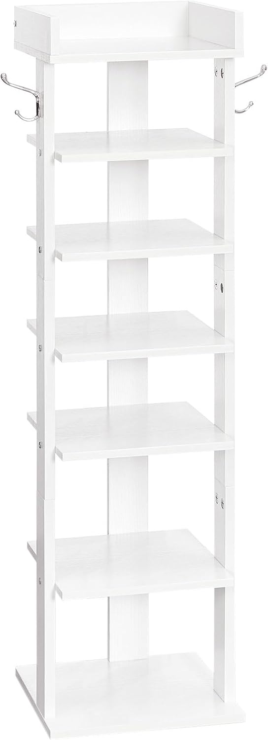 HOOBRO Schuhregal, vertikales Schuhablage, 7-lagiger Schuhschrank, schmale Schuhständer mit Zaun und