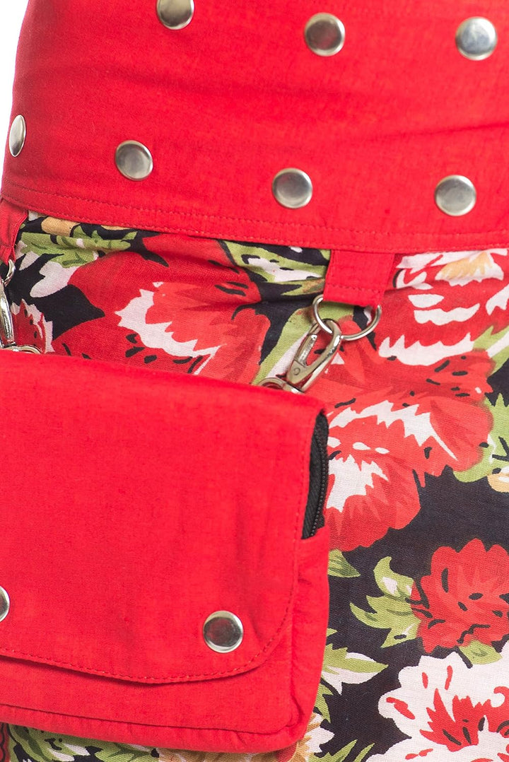 Damen Minirock aus Indien mit Tasche und 2 Mustern zum Wenden, Sommerrock kurz, Wenderock, Wickelroc