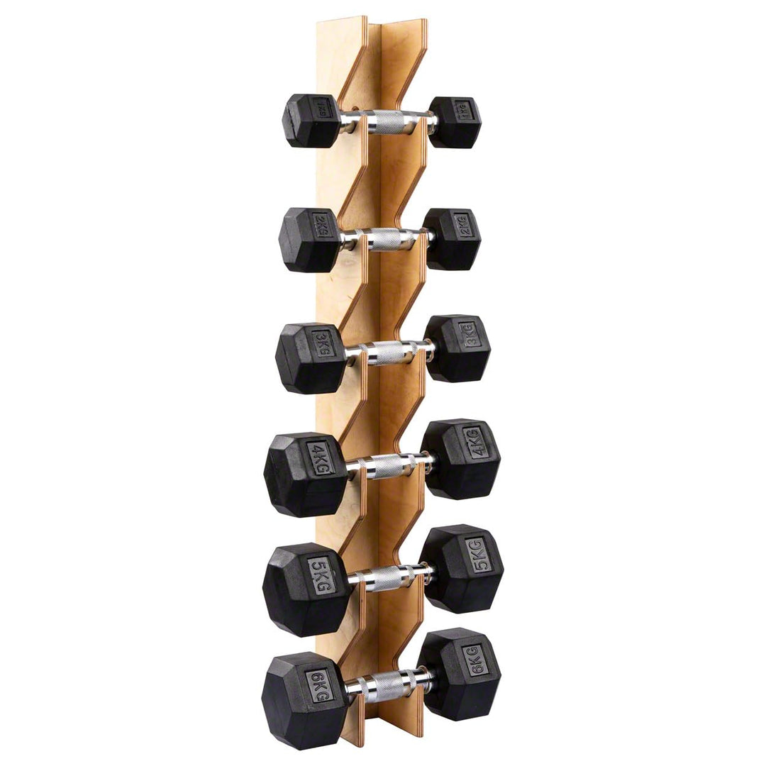 Wandhalterung-Set inkl. Hex Kompakthanteln, 1-6 kg, 6 Stück
