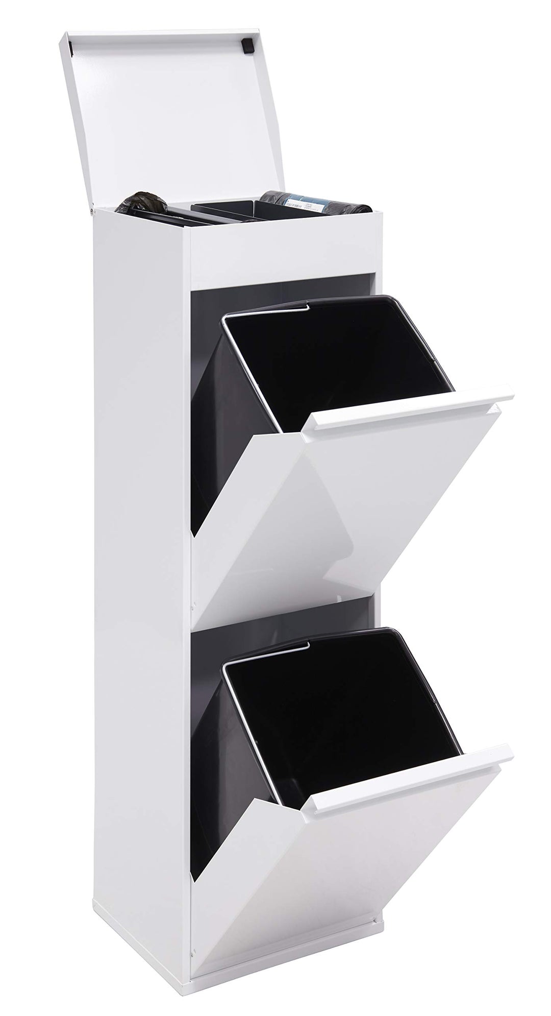 Arregui Top CR221-B Recycling Abfalleimer / Mülleimer aus Stahl mit Aufbewahrungsbox mit Deckel, Mül