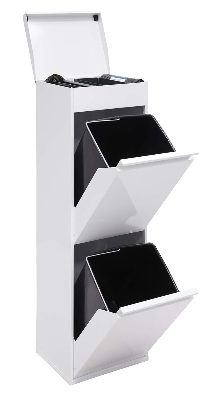 Arregui Top CR221-B Recycling Abfalleimer / Mülleimer aus Stahl mit Aufbewahrungsbox mit Deckel, Mül