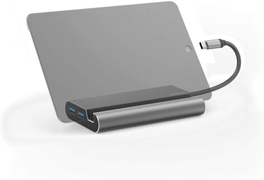 Hama USB-C 7 in 1 Dockingstation 3X USB 3.1 HDMI, VGA, LAN, USB- C (PD), 135764, grau