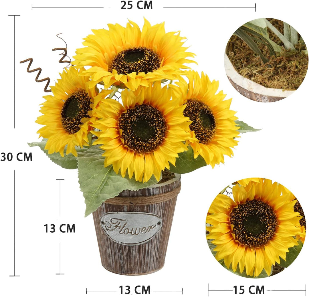 Hollyone Künstliche Sonnenblumen im Topf, Sonnenblumen Künstlich, Künstliche Blumen Wie Echt, Kunstp