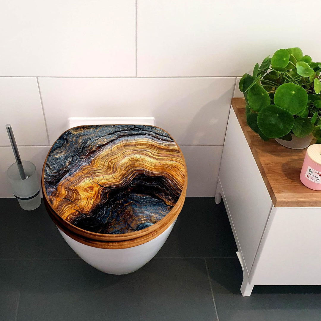 banjado Design WC Sitz Bambus Absenkautomatik 45,8x37,5cm - Toilettendeckel mit Absenkautomatik Holz