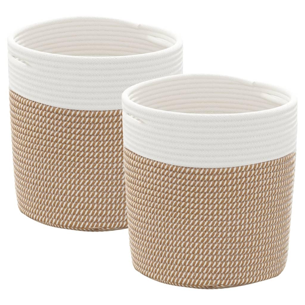 vidaXL Aufbewahrungskörbe 2 Stk. Braun und Weiss Ø28x28 cm Baumwolle Braun 28 x 28 cm, Braun 28 x 28