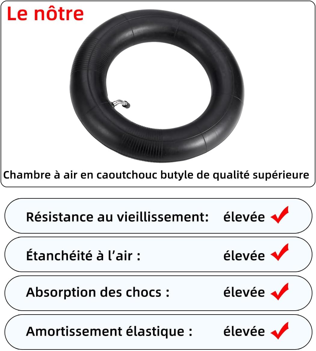 (2-Pack) 10x2.75-6.5 Thicker Inner Tubes with CR202 100°Angled Valve for Electric Scooters & Mini Bi