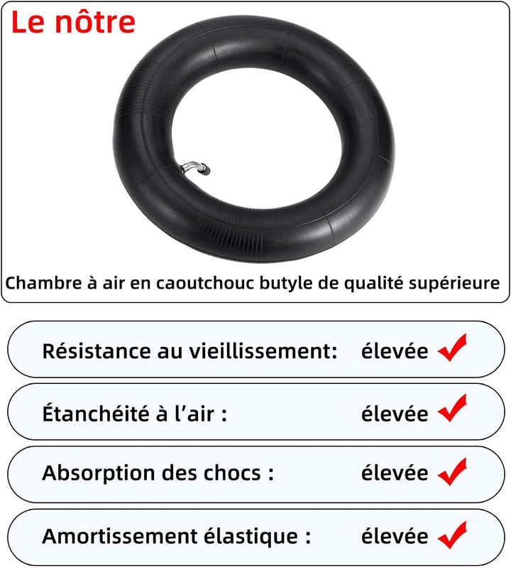 (2-Pack) 10x2.75-6.5 Thicker Inner Tubes with CR202 100°Angled Valve for Electric Scooters & Mini Bi